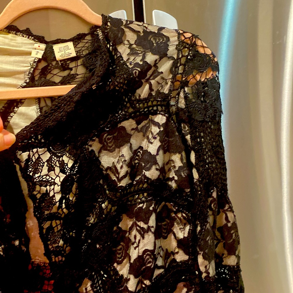 Anthropologie Black lace/crochet cardigan, size M - Picture 4 of 9